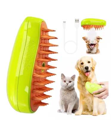 Cepillo 3 en 1 para Mascotas – Elimina Pelo, Masajea y Limpia Fácil