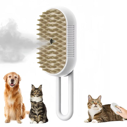 Cepillo eléctrico para el cuidado de mascotas 3 en 1 con funciones de vapor, pulverización y masaje para gatos y perros