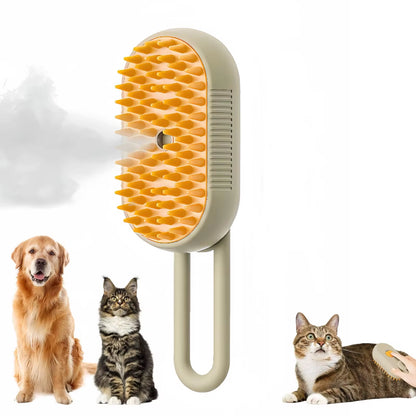 Cepillo eléctrico para el cuidado de mascotas 3 en 1 con funciones de vapor, pulverización y masaje para gatos y perros