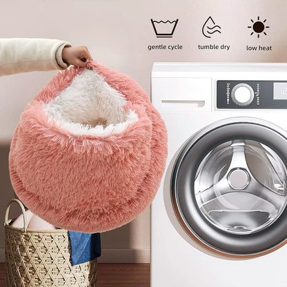 Cama para Gatos Redonda y Esponjosa Cama para Gatos con Capucha Cueva Cama para Gatos Donut para Gatos de Interior, Camas calmantes Gatos y  Perros pequeños y medianos